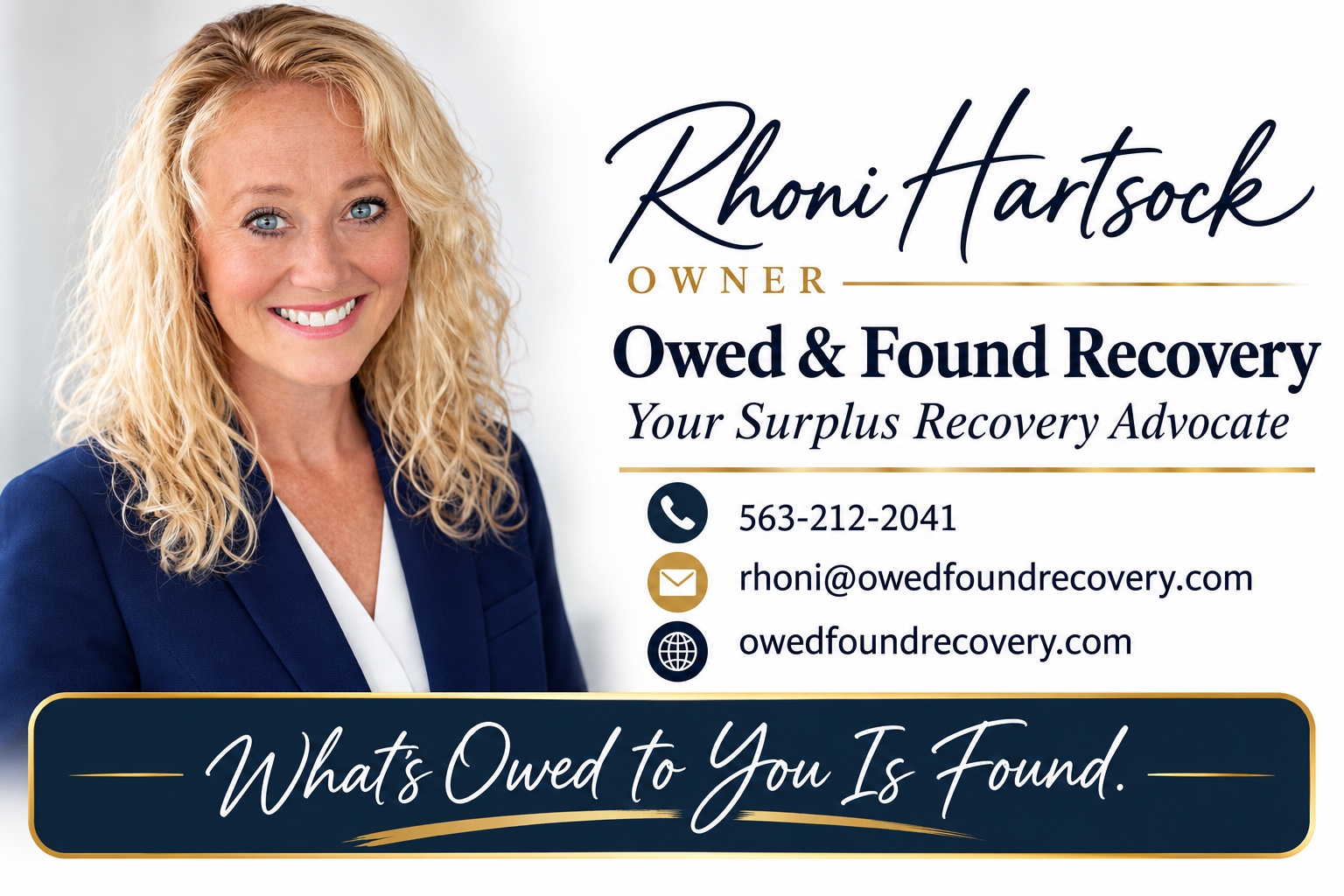 Rhoni Hartsock, owner of Owed & Found Recovery Services